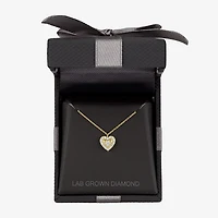 (G-H / Si2-I1) Womens 1/6 CT. T.W. Lab Grown White Diamond 10K Gold Heart 18 Inch Pendant Necklace