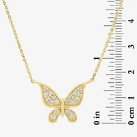 (G-H / Si2-I1) Womens 1/6 CT. T.W. Lab Grown White Diamond 10K Gold Butterfly 18 Inch Pendant Necklace