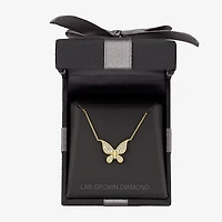 (G-H / Si2-I1) Womens 1/6 CT. T.W. Lab Grown White Diamond 10K Gold Butterfly 18 Inch Pendant Necklace