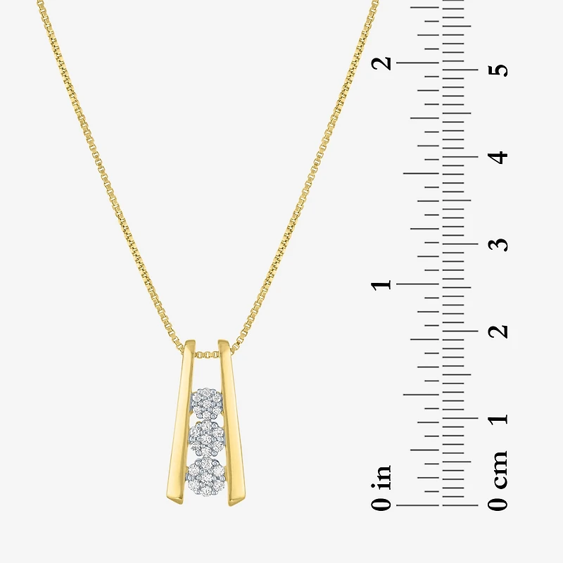 Diamond Blossom Linear (G-H / Si2-I1) Womens 1/10 CT. T.W. Lab Grown White Diamond 14K Gold Over Silver 18 Inch Pendant Necklace