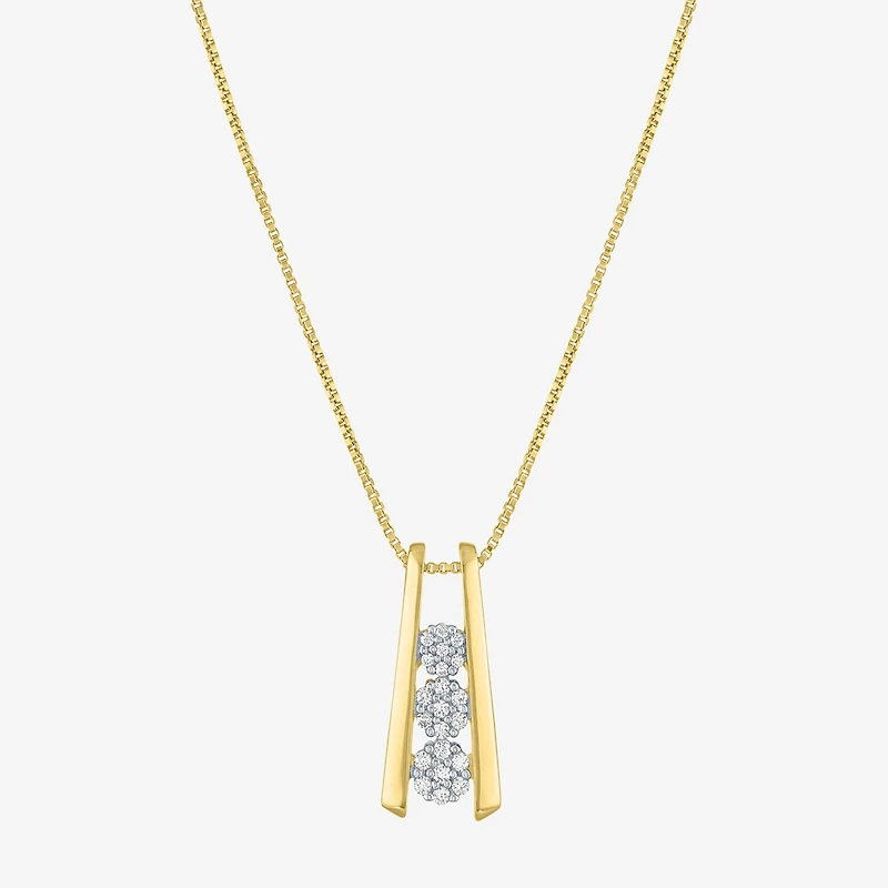 Diamond Blossom Linear (G-H / Si2-I1) Womens 1/10 CT. T.W. Lab Grown White Diamond 14K Gold Over Silver 18 Inch Pendant Necklace