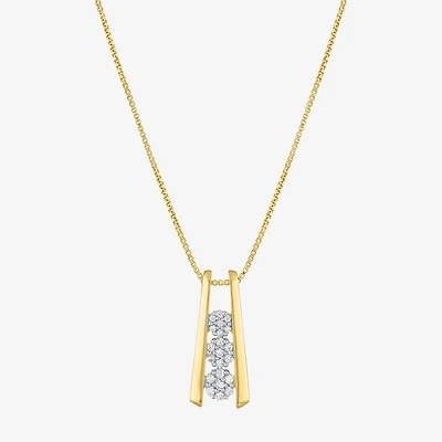 Diamond Blossom Linear (G-H / Si2-I1) Womens 1/10 CT. T.W. Lab Grown White Diamond 14K Gold Over Silver 18 Inch Pendant Necklace