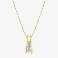 Diamond Blossom Linear (G-H / Si2-I1) Womens 1/10 CT. T.W. Lab Grown White Diamond 14K Gold Over Silver 18 Inch Pendant Necklace