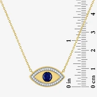 Diamond Addiction Womens 1/10 CT. T.W. Lab Created Blue Sapphire 14K Gold Over Silver Evil Eye 18 Inch Pendant Necklace