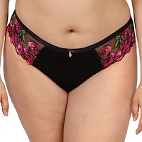 Curvy Couture Lush Embroidery Strappy Back Brief- 1615