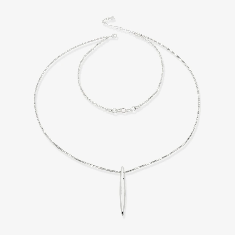 Worthington Silver Tone Womens 17 Inch Pendant Necklace