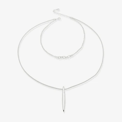 Worthington Silver Tone Womens 17 Inch Pendant Necklace