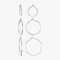 Bijoux Bar Delicates Silver Tone Womens Glass 3 Pair Earring Set