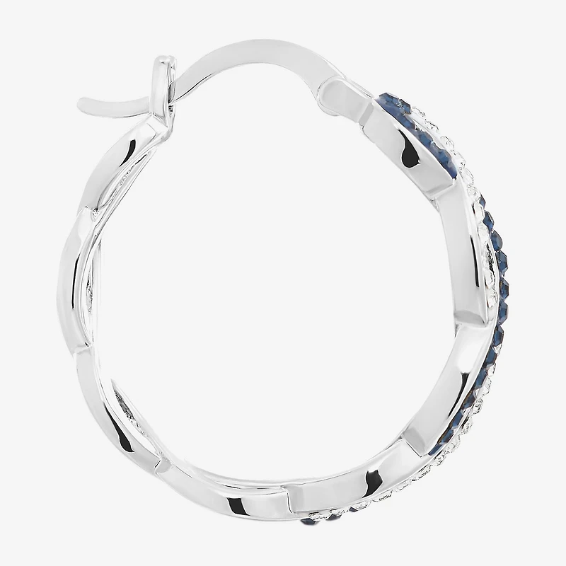 Sparkle Allure Womens Blue Crystal 21.1mm Hoop Earrings