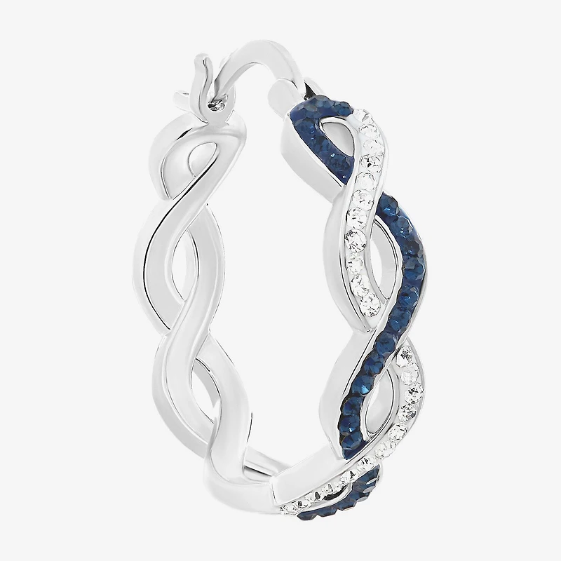 Sparkle Allure Womens Blue Crystal 21.1mm Hoop Earrings
