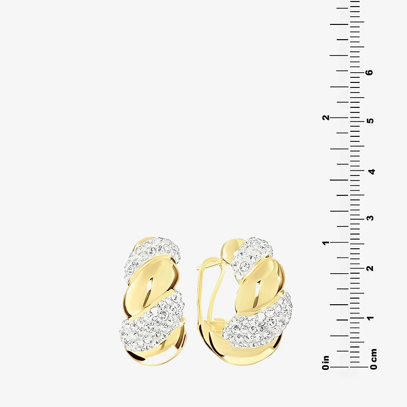 Sparkle Allure Womens Crystal 14K Gold Over Brass 25.6mm Hoop Earrings