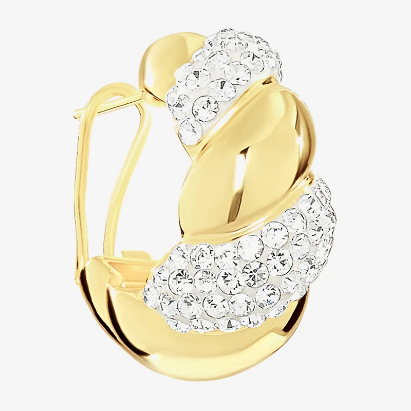 Sparkle Allure Womens Crystal 14K Gold Over Brass 25.6mm Hoop Earrings
