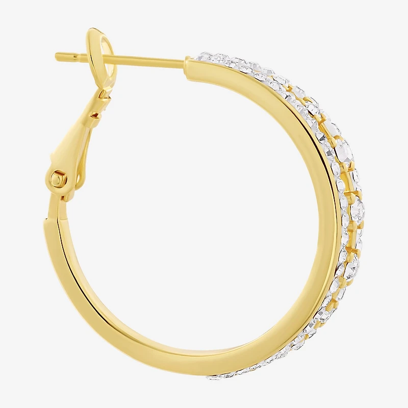 Sparkle Allure Womens Crystal 14K Gold Over Brass 25.9mm Hoop Earrings