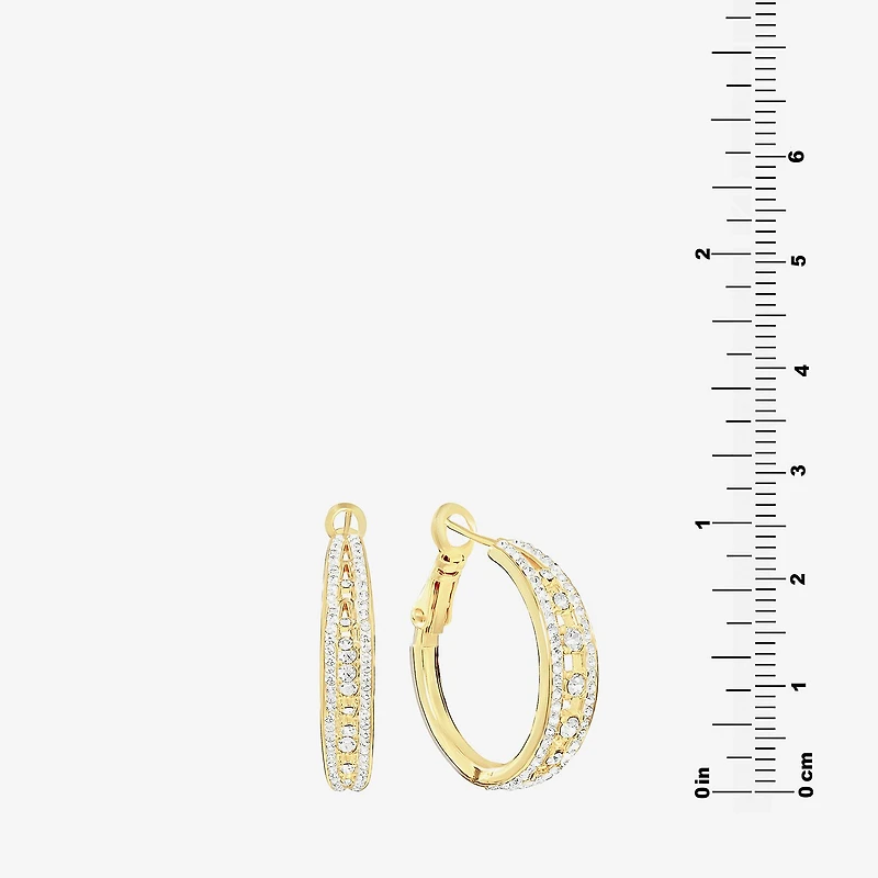 Sparkle Allure Womens Crystal 14K Gold Over Brass 25.9mm Hoop Earrings