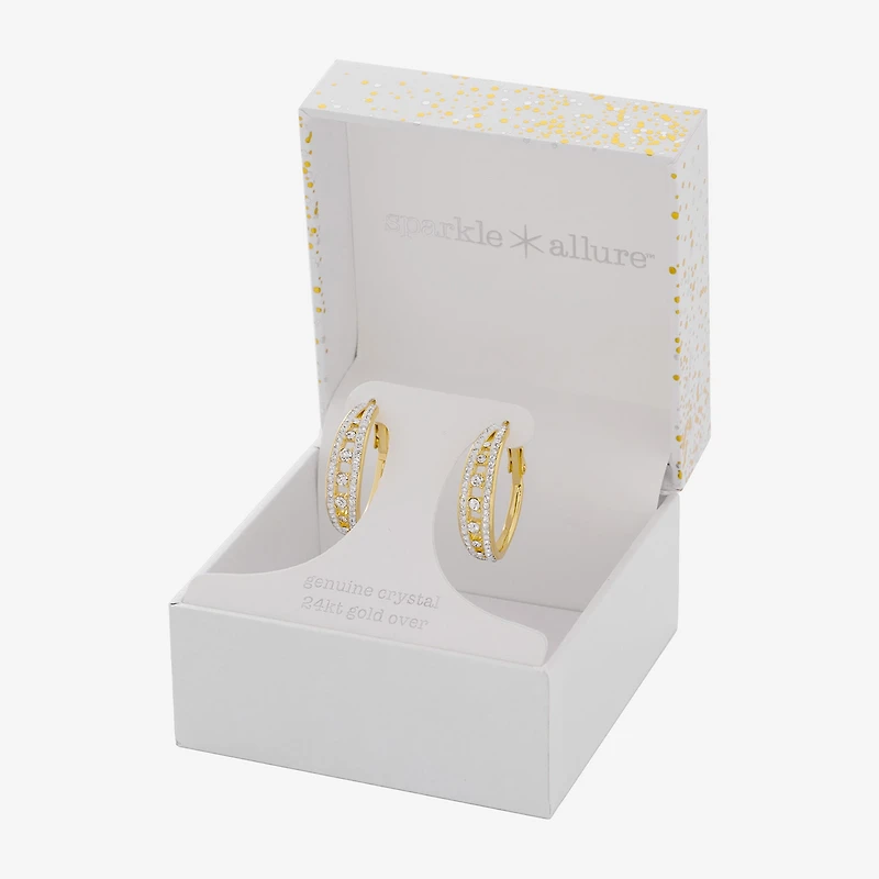 Sparkle Allure Womens Crystal 14K Gold Over Brass 25.9mm Hoop Earrings