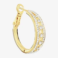 Sparkle Allure Womens Crystal 14K Gold Over Brass 25.9mm Hoop Earrings