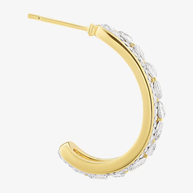 Sparkle Allure Womens Crystal 14K Gold Over Brass 26.1mm Hoop Earrings