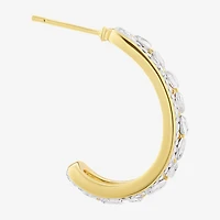 Sparkle Allure Womens Crystal 14K Gold Over Brass 26.1mm Hoop Earrings