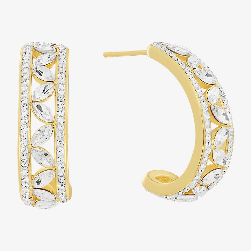 Sparkle Allure Womens Crystal 14K Gold Over Brass 26.1mm Hoop Earrings