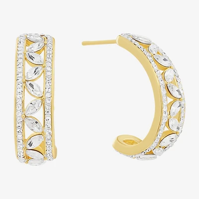 Sparkle Allure Womens Crystal 14K Gold Over Brass 26.1mm Hoop Earrings
