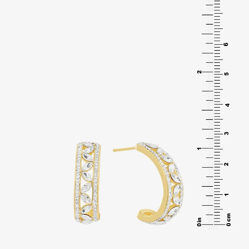 Sparkle Allure Womens Crystal 14K Gold Over Brass 26.1mm Hoop Earrings