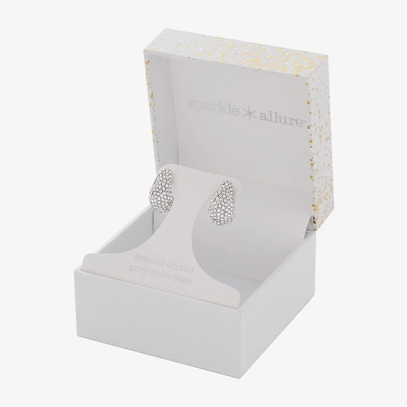 Sparkle Allure Womens Crystal Pure Silver Over Brass Drop Earrings