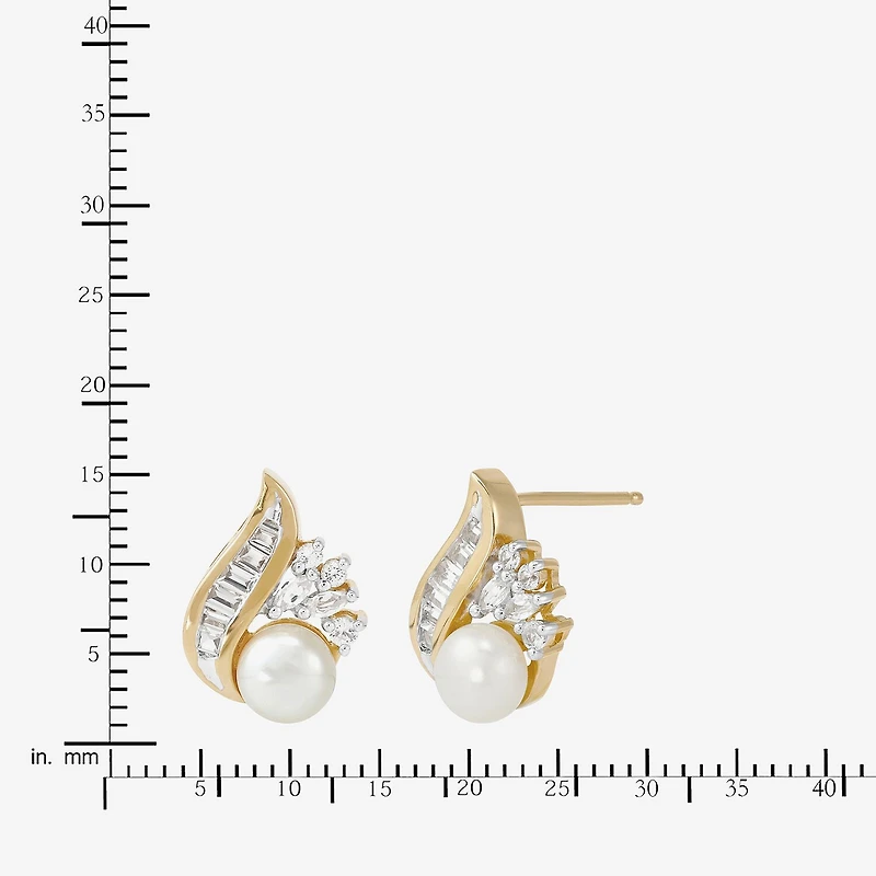 Cultured Freshwater Pearl Earrings 14K Over Sterling