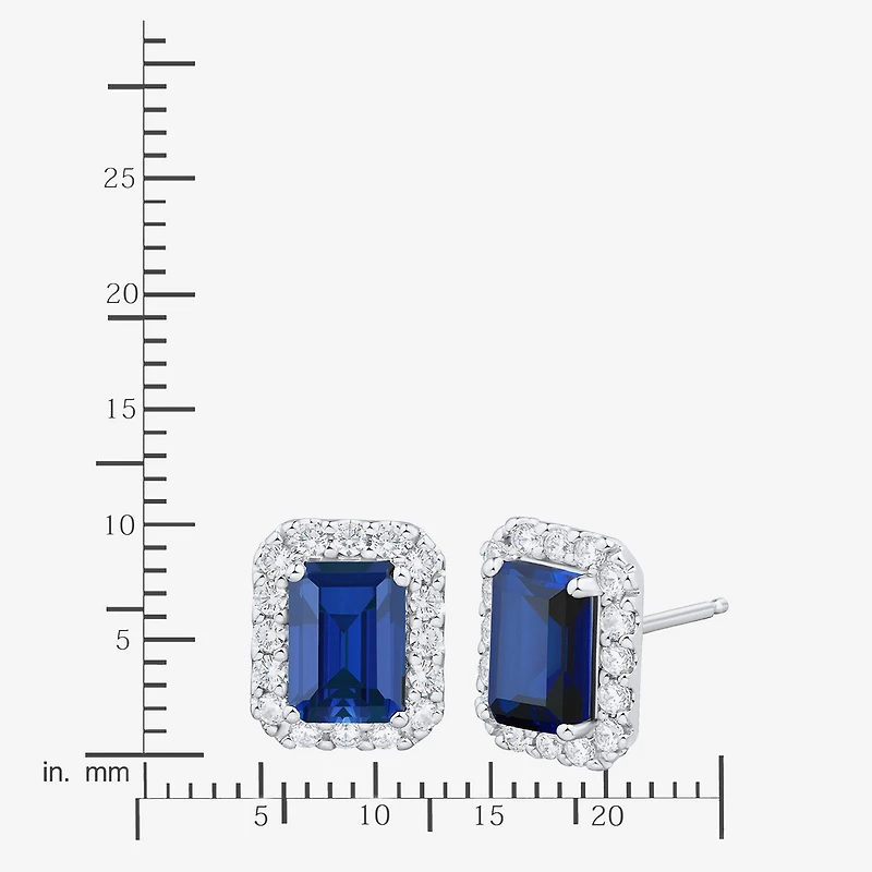 3/8 CT. T.W. Lab Created Blue Sapphire 10K Gold 10.1mm Stud Earrings