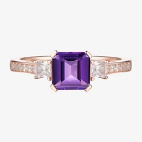 Womens Gemstone 14K Gold Over Silver Halo Delicate Cocktail Ring