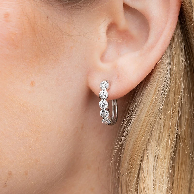 Floating Diamonds (F / Vs2) Womens 2 CT. T.W. Lab Grown White Diamond 14K Gold 19.8mm Hoop Earrings