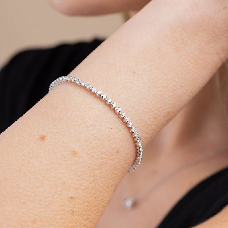 Floating Diamonds (F / Vs2) Womens 5 CT. T.W. Lab Grown White Diamond 14K Gold 7.25 Inch Tennis Bracelet