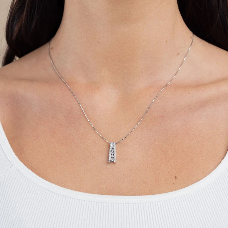 (G / Si2) Womens 1/2 CT. T.W. Lab Grown White Diamond 14K Gold 18 Inch Pendant Necklace