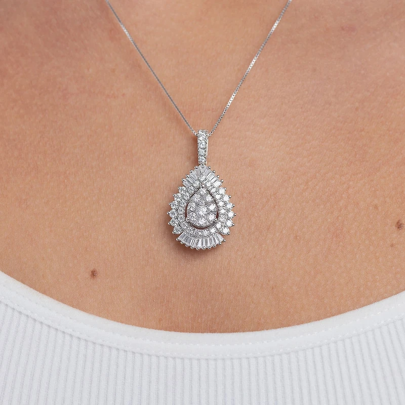 (G / Si2) Womens 2 CT. T.W. Lab Grown White Diamond 14K Gold Pear 18 Inch Pendant Necklace
