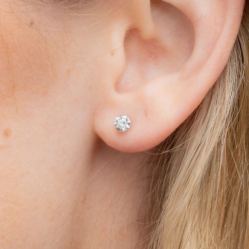 Floating Diamonds (F / Vs2) 1/2 CT. T.W. Lab Grown White Diamond 14K Gold 4.2mm Round Stud Earrings