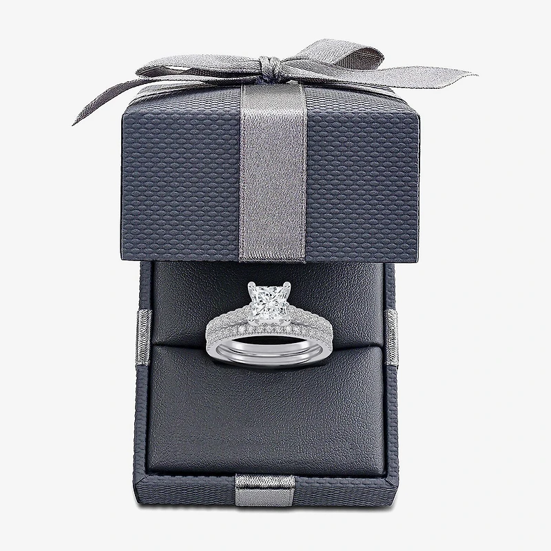 (H-I / Si2-I1) Womens 1 1/2 CT. T.W. Lab Grown White Diamond 10K or 14K Gold Side Stone Bridal Set