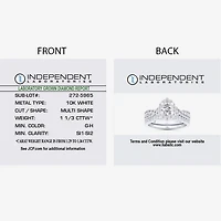 Signature By Modern Bride (G-H / Si1-Si2) Womens 1 1/3 CT. T.W. Lab Grown White Diamond 10K Gold Oval Side Stone Halo Bridal Set