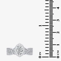 Signature By Modern Bride (G-H / Si1-Si2) Womens 1 1/3 CT. T.W. Lab Grown White Diamond 10K Gold Oval Side Stone Halo Bridal Set