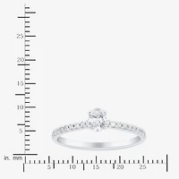 (H-I / Si1-Si2) Womens 1/2 CT. T.W. Lab Grown White Diamond 10K Gold Oval Side Stone Engagement Ring