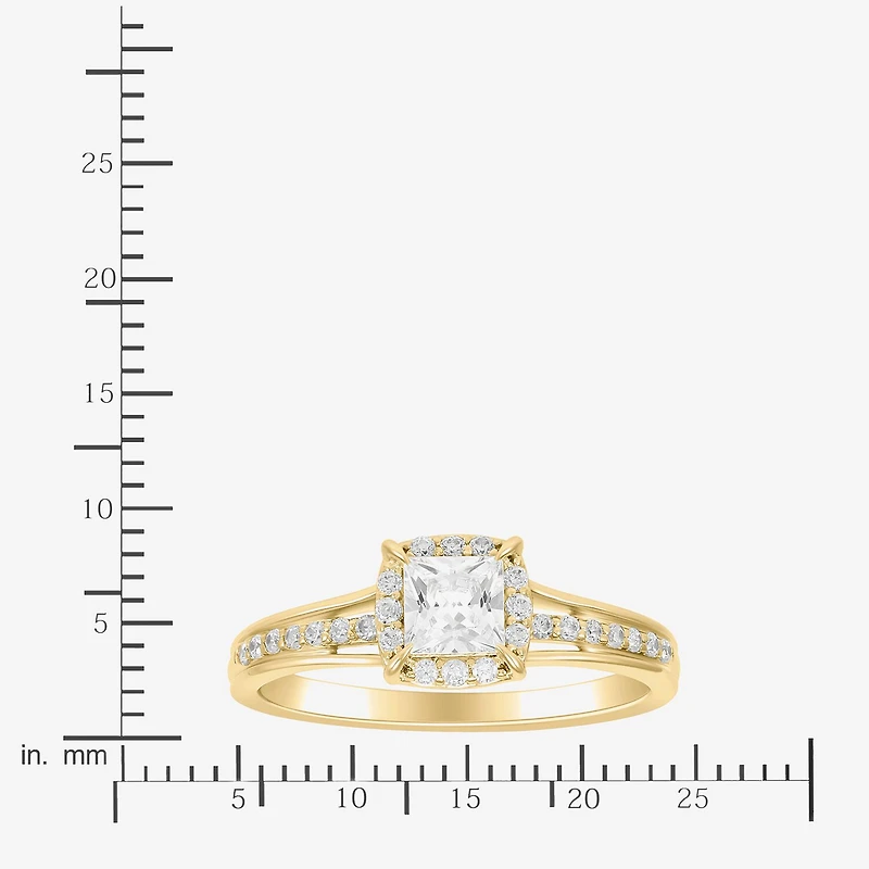 (H-I / Si1-Si2) Womens 3/4 CT. T.W. Lab Grown White Diamond 10K Gold Side Stone Halo Engagement Ring
