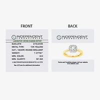 1 CT. T.W. Lab-Grown (G-H / SI1-SI2) Diamond Cushion Halo Engagement Ring 10K Gold
