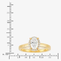 (H-I / Si1-Si2) Womens 1 CT. T.W. Lab Grown White Diamond 10K Gold Oval Halo Engagement Ring