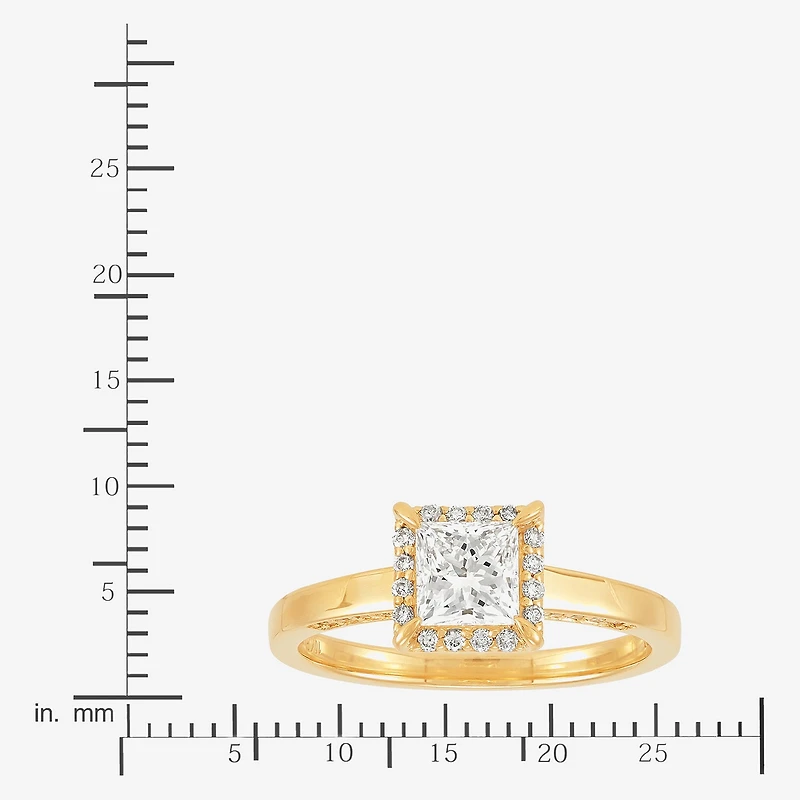 (H-I / Si1-Si2) Womens 1 CT. T.W. Lab Grown White Diamond 10K Gold Halo Engagement Ring