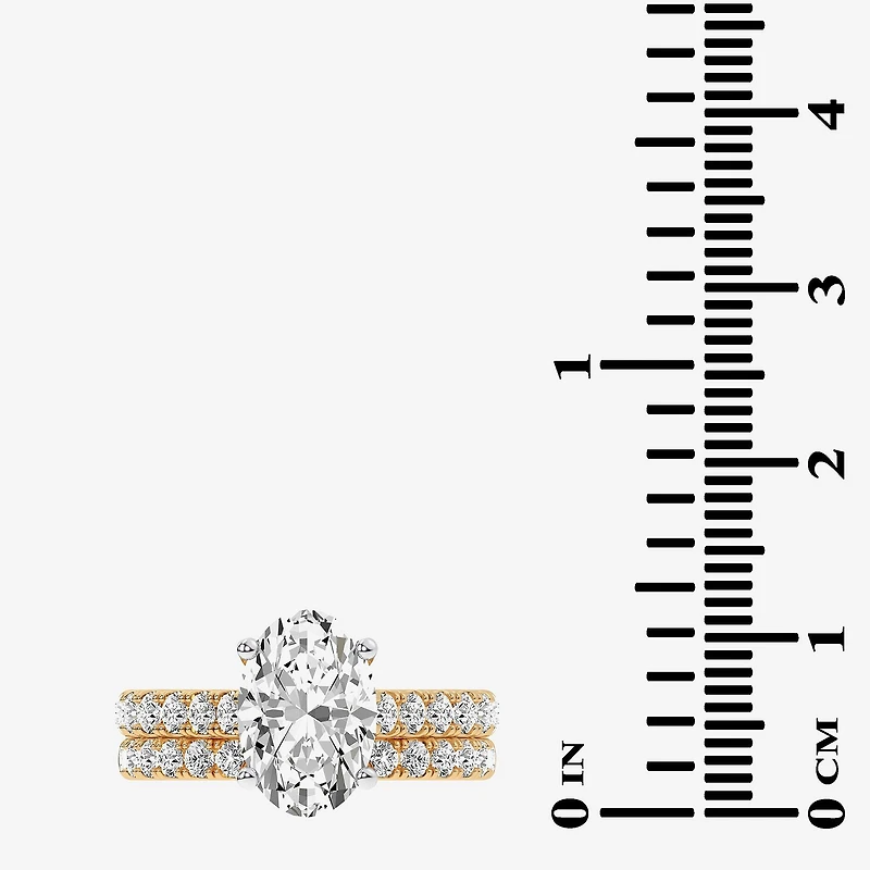 Signature By Modern Bride (G-H / Si1-Si2) Womens 4 CT. T.W. Lab Grown White Diamond 14K Gold Oval Bridal Set