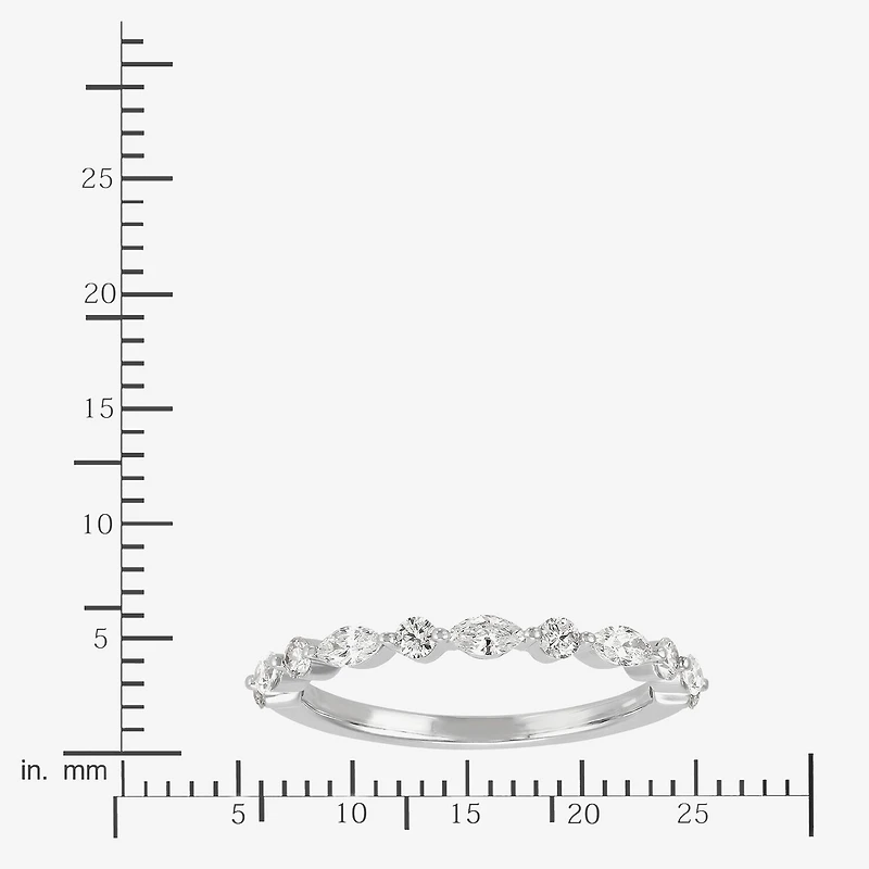 (H-I / Si1-Si2) Womens 1/2 CT. T.W. Lab Grown White Diamond 10K Gold Marquise Wedding Band