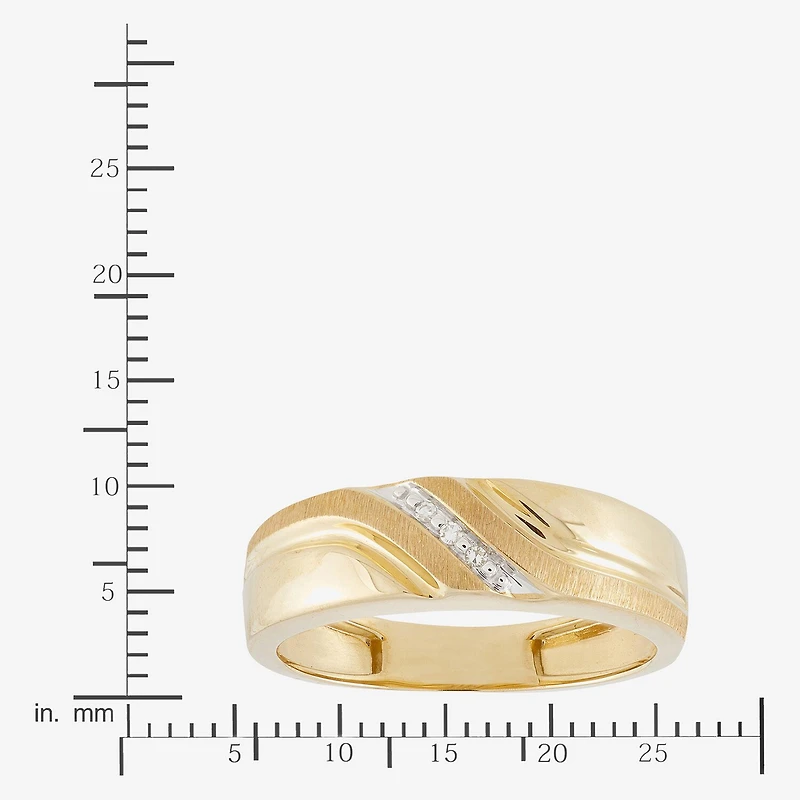Mens Diamond-Accent Band 10K Gold