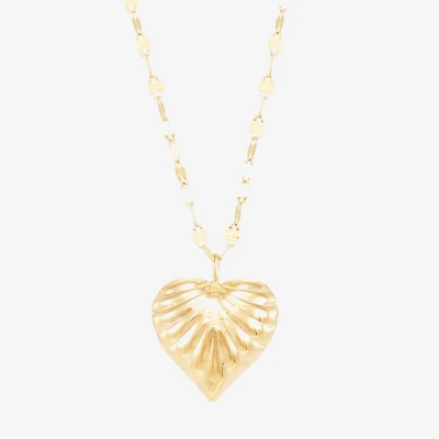 Womens 10K Gold Heart Inch Pendant Necklace