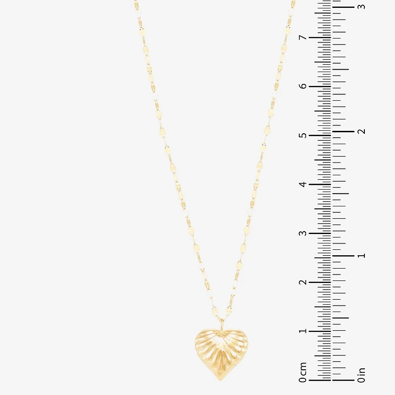 Womens 10K Gold Heart 18 Inch Pendant Necklace