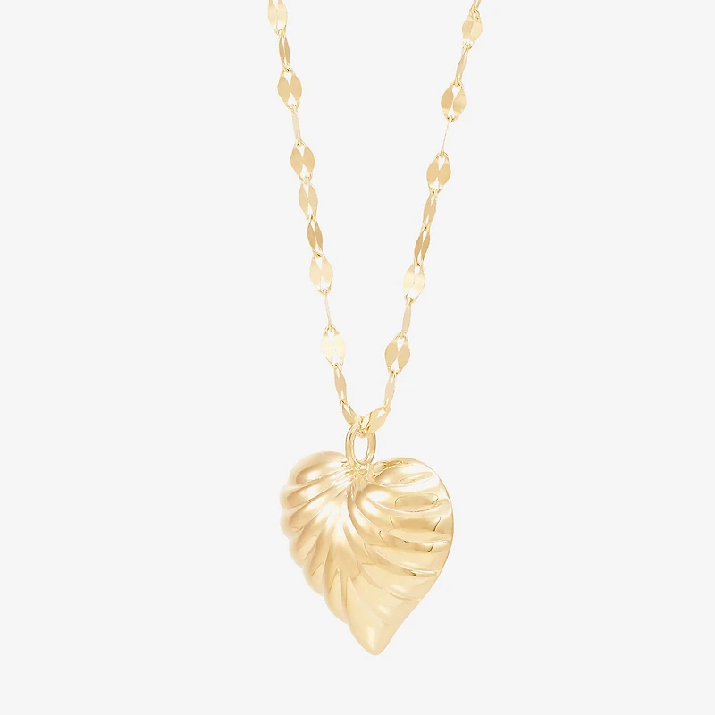 Womens 10K Gold Heart 18 Inch Pendant Necklace