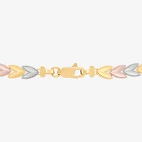 Womens 14K Tri-Color Gold Solid Butterfly 7.5 Inch Link Bracelet