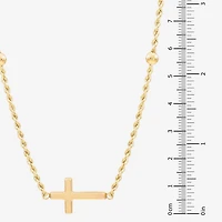 Sideways Womens 10K Gold Cross 18 Inch Pendant Necklace